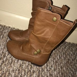Brown knee high toddler boots